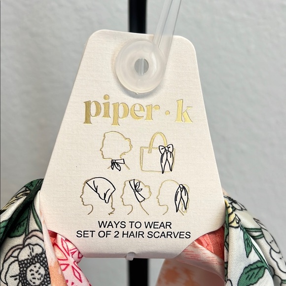 Piper K | Floral Scarfs Set- Pink and Green - Picture 2 of 4